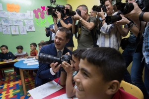 With Syrian boys in a UNICEF school in Mafraq